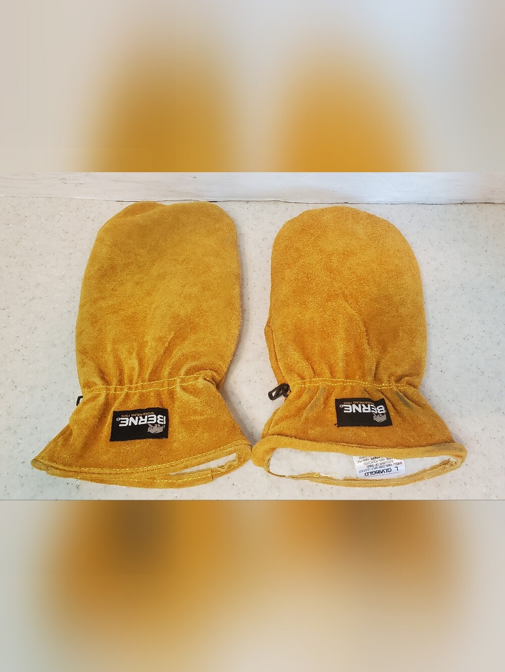 Berne Large Leather Work Mittens Insulated Cow Split Leather Fleece Lined Cold W